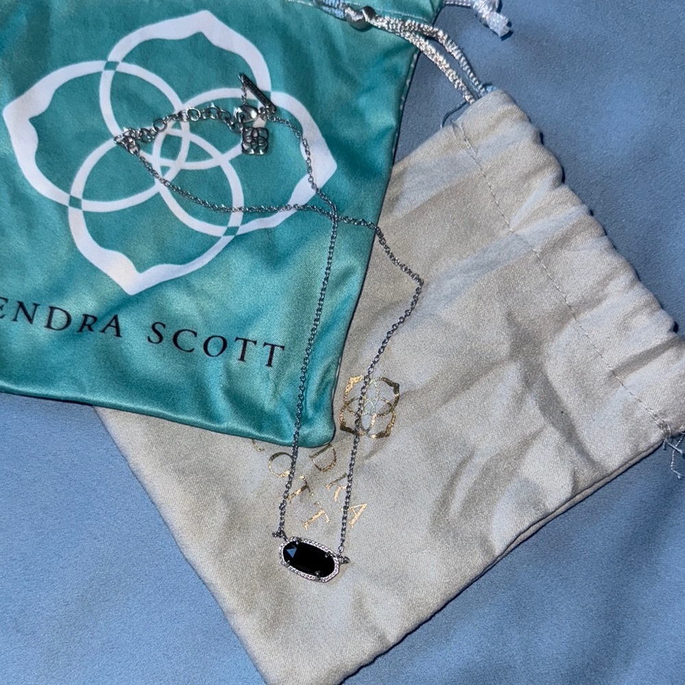 Kendra Scott Silver Necklace with Dark Stone